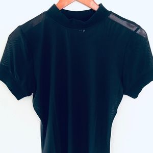Out From Under Black Mesh Short Sleeve Top Size L